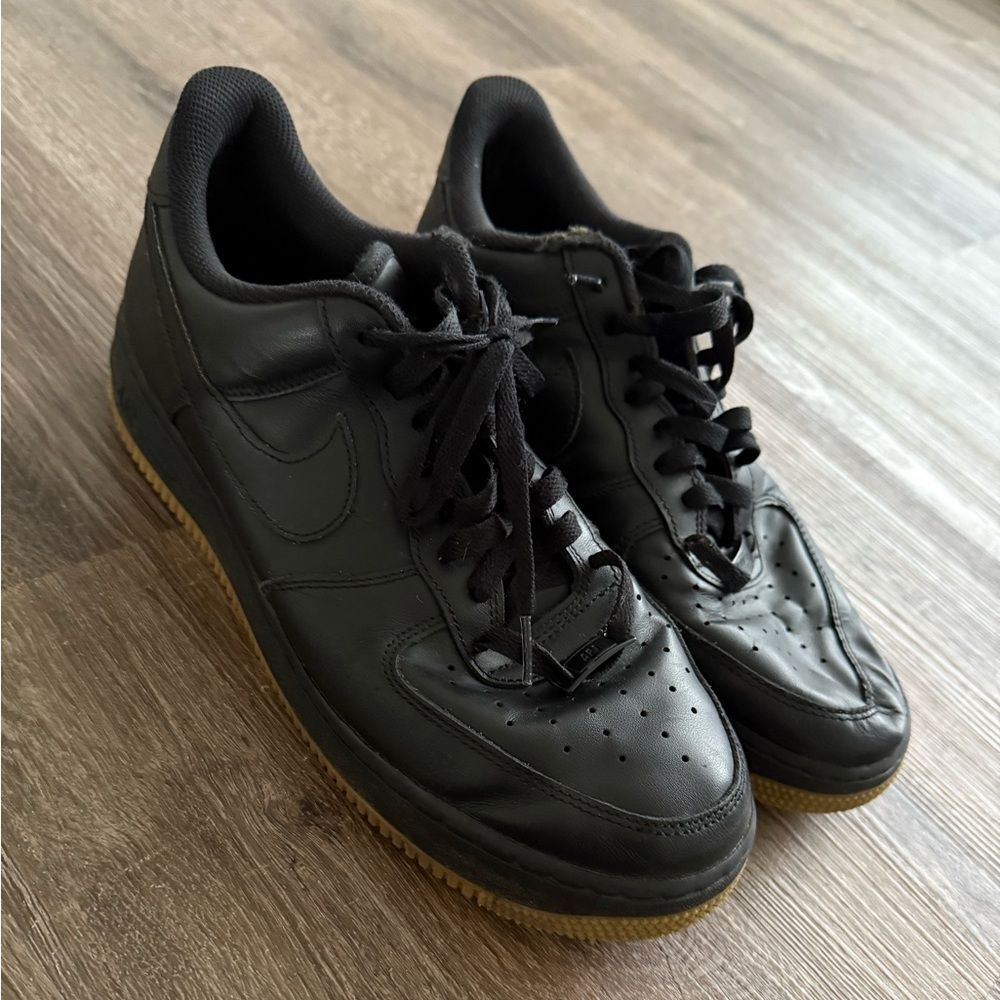 Black Air Force 1s with Gum Bottom